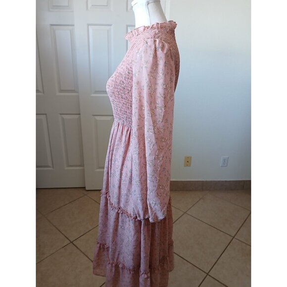 Petal & Pup Womens Midi Dress Pink Floral Ballon Sleeve Small Cottagecore Boho - Picture 5 of 16